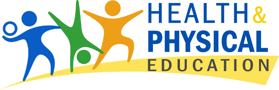 Health and Physical Education Title with silhouettes of people engaging in activities. 