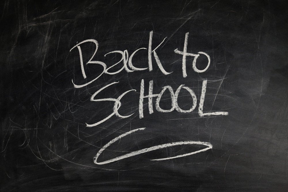 The words "Back to School" written on a chalk board